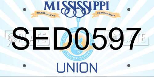 SED0597 Mississippi License Plate