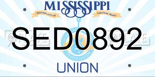 SED0892 Mississippi License Plate