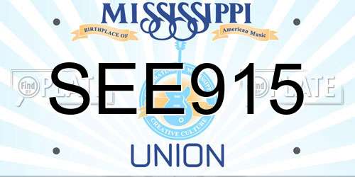 SEE915 Mississippi License Plate