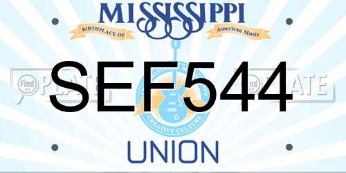 SEF544 Mississippi License Plate