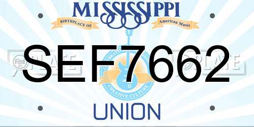 SEF7662 Mississippi License Plate