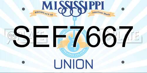 SEF7667 Mississippi License Plate