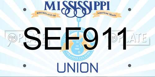 SEF911 Mississippi License Plate