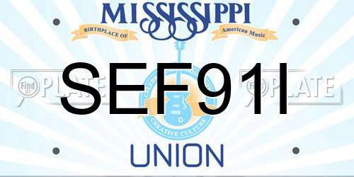 SEF91I Mississippi License Plate