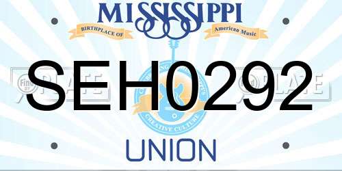 SEH0292 Mississippi License Plate