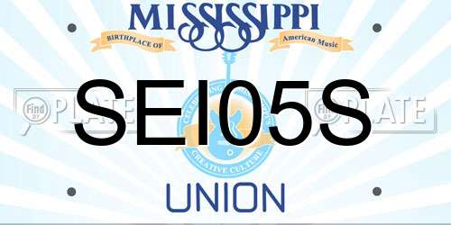 SEI05S Mississippi License Plate
