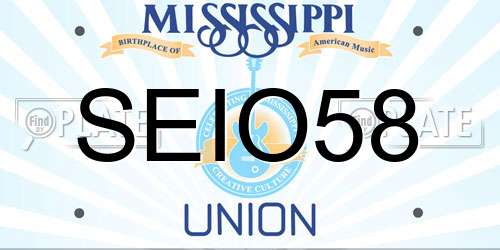 SEIO58 Mississippi License Plate