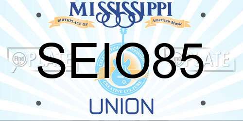 SEIO85 Mississippi License Plate