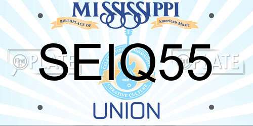 SEIQ55 Mississippi License Plate