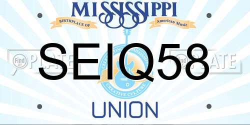 SEIQ58 Mississippi License Plate