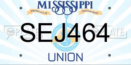 SEJ464 Mississippi License Plate