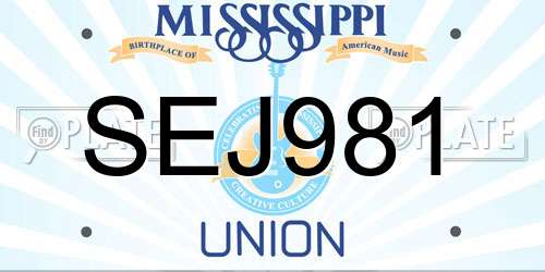 SEJ981 Mississippi License Plate