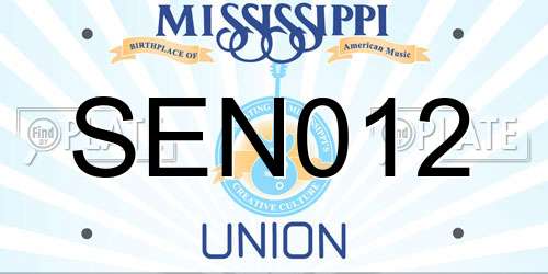 SEN012 Mississippi License Plate