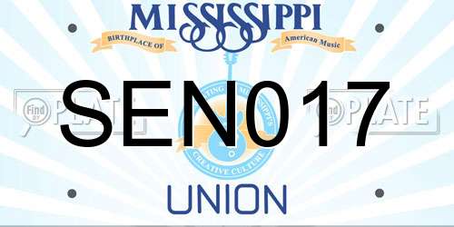SEN017 Mississippi License Plate