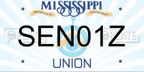 SEN01Z Mississippi License Plate