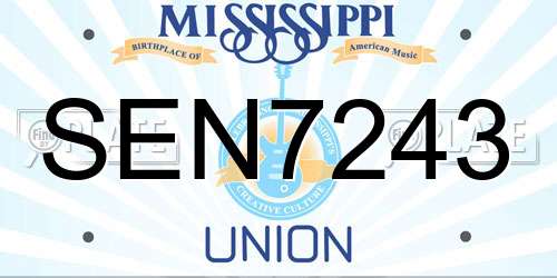 SEN7243 Mississippi License Plate