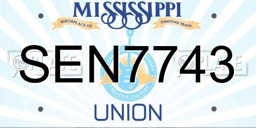 SEN7743 Mississippi License Plate