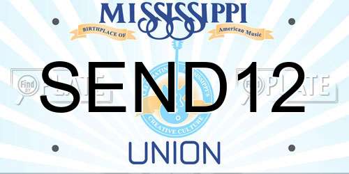 SEND12 Mississippi License Plate