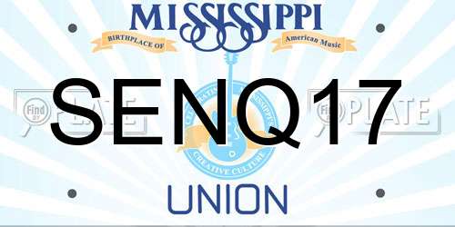 SENQ17 Mississippi License Plate