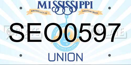 SEO0597 Mississippi License Plate