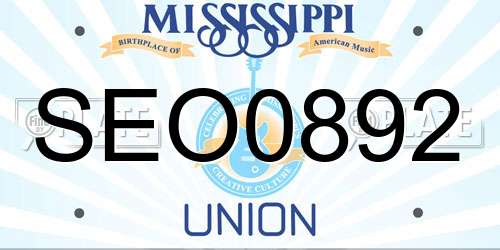 SEO0892 Mississippi License Plate