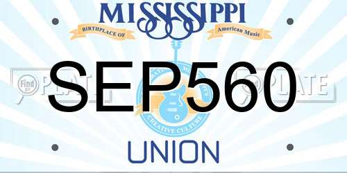 SEP560 Mississippi License Plate