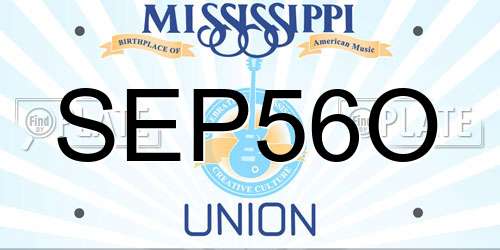 SEP56O Mississippi License Plate