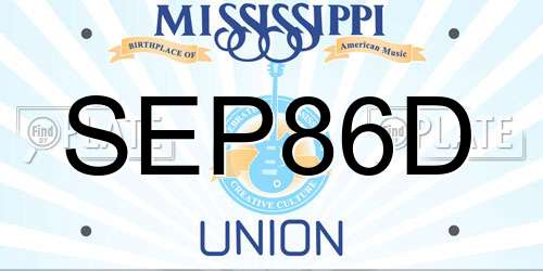 SEP86D Mississippi License Plate