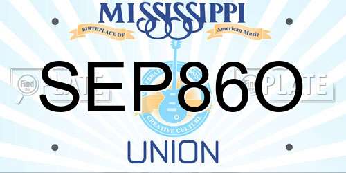 SEP86O Mississippi License Plate