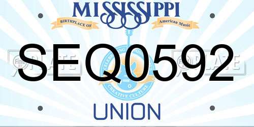 SEQ0592 Mississippi License Plate