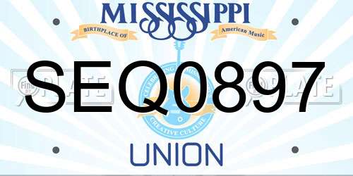 SEQ0897 Mississippi License Plate