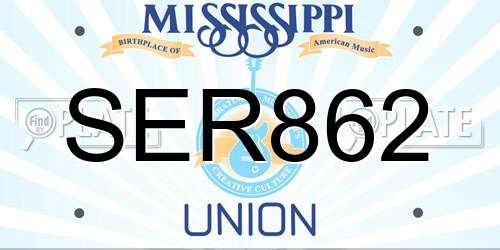 SER862 Mississippi License Plate