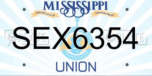 SEX6354 Mississippi License Plate
