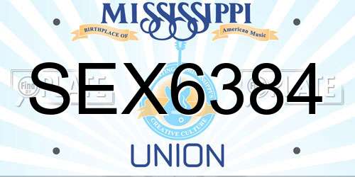 SEX6384 Mississippi License Plate