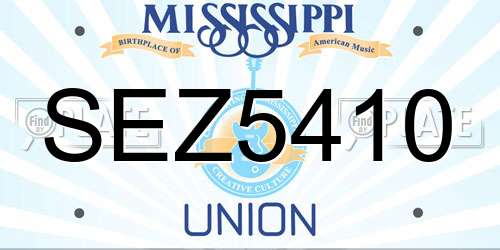 SEZ5410 Mississippi License Plate