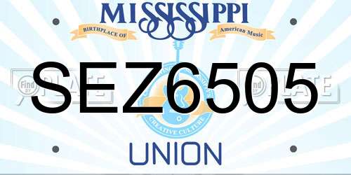 SEZ6505 Mississippi License Plate