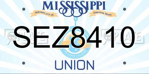 SEZ8410 Mississippi License Plate
