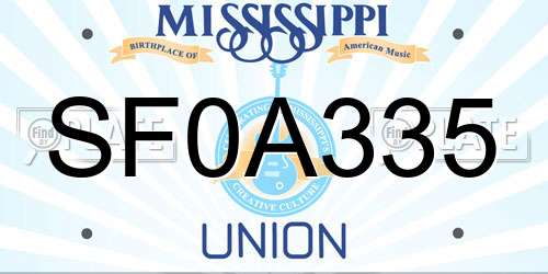 SF0A335 Mississippi License Plate
