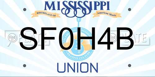 SF0H4B Mississippi License Plate