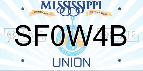 SF0W4B Mississippi License Plate