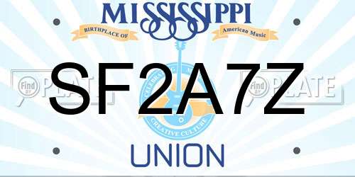 SF2A7Z Mississippi License Plate