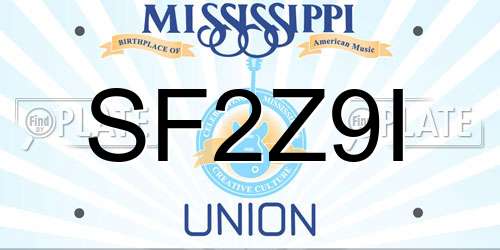 SF2Z9I Mississippi License Plate