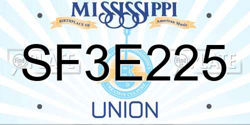 SF3E225 Mississippi License Plate