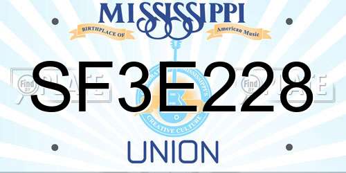 SF3E228 Mississippi License Plate