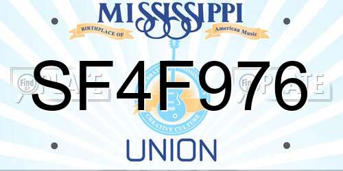 SF4F976 Mississippi License Plate