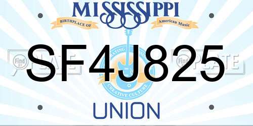 SF4J825 Mississippi License Plate