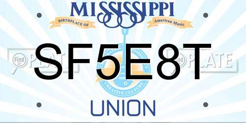 SF5E8T Mississippi License Plate