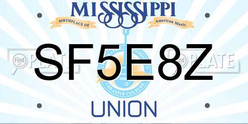 SF5E8Z Mississippi License Plate