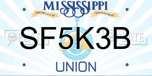 SF5K3B Mississippi License Plate