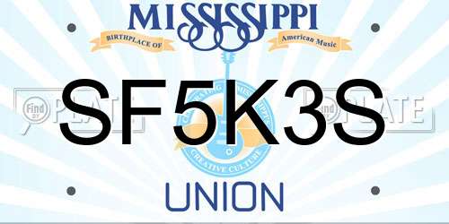SF5K3S Mississippi License Plate